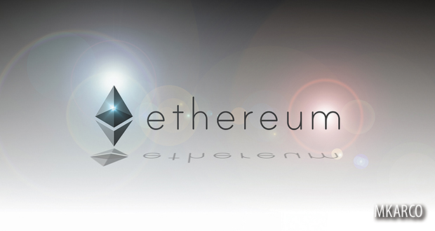 Ethereum digital crypto currency logo illustration on simple Bac