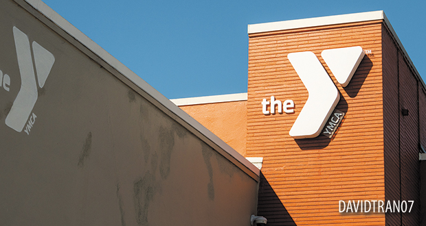 YMCA gym community center location entrance building and logo