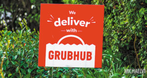 Sign advertising Grubhub deliveries