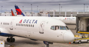 Delta Airlines plane on runway