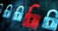 Padlocks over sequences of code - cybersecurity concept