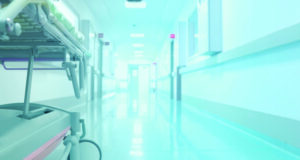 Gurney in hospital hallway