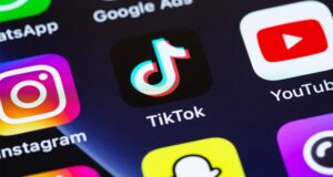 Social media app icons on device screen